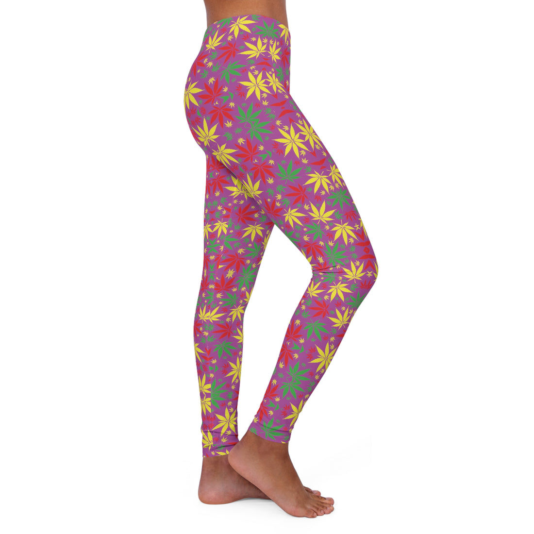 Lilac Bloom Tropical Rasta Toned Spandex Leggings