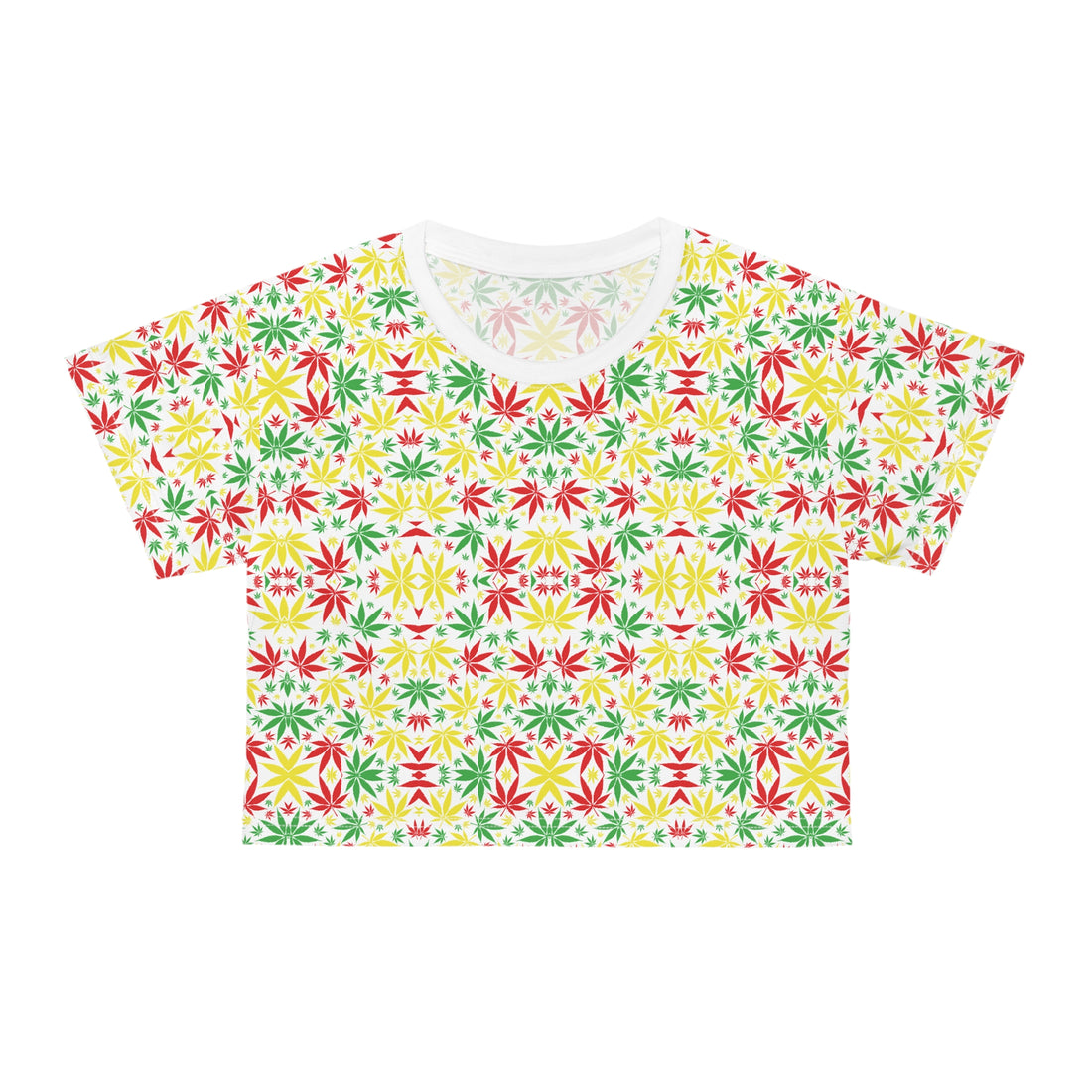 White Tropical Rasta Toned AOP Crop Tee