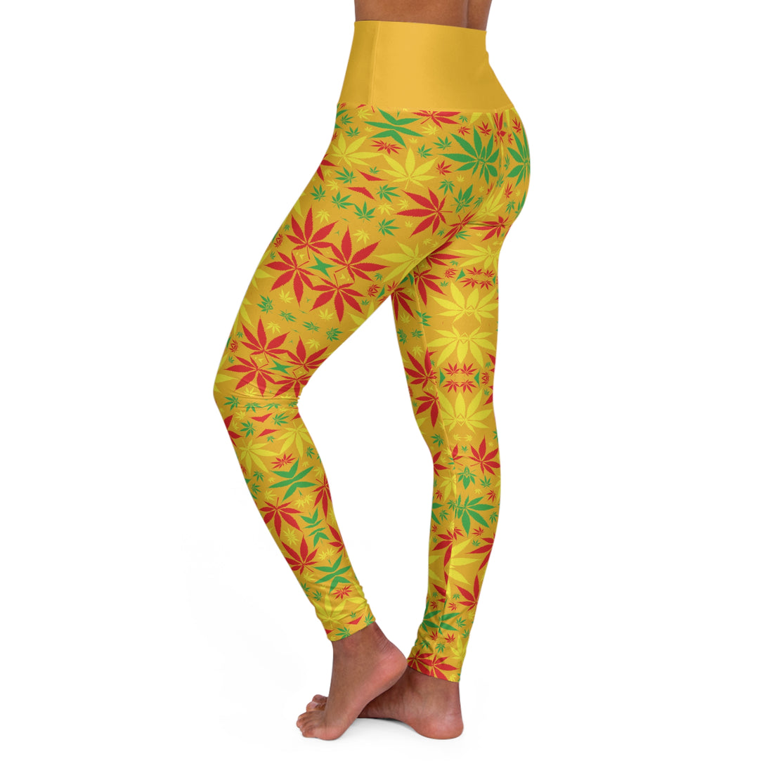 Yellow Tropical Rasta Toned Yoga Leggings