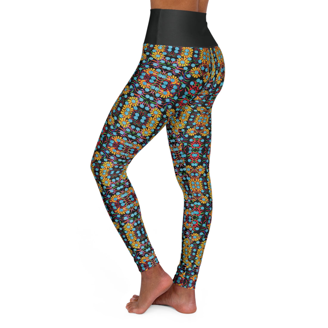 Black Sunflower Yoga Leggings