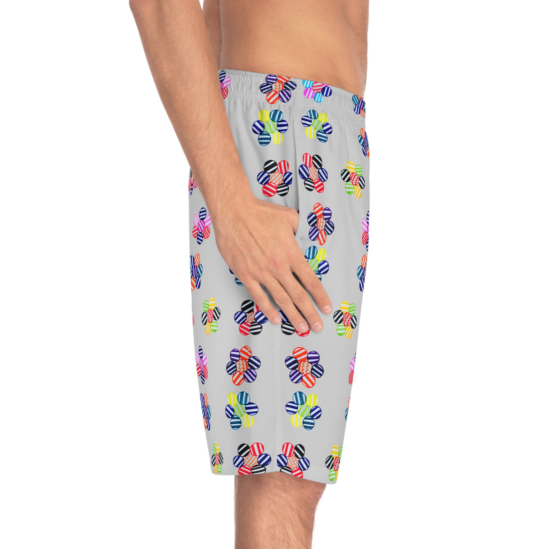 Slate Geo Candy Floral Men's Board Shorts (AOP)