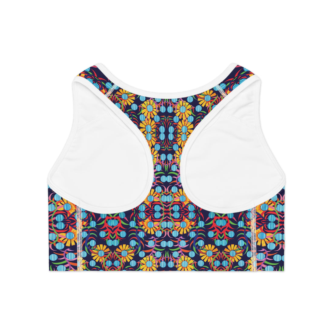 Ink Sunflower Print Racerback (AOP) Sports Bra