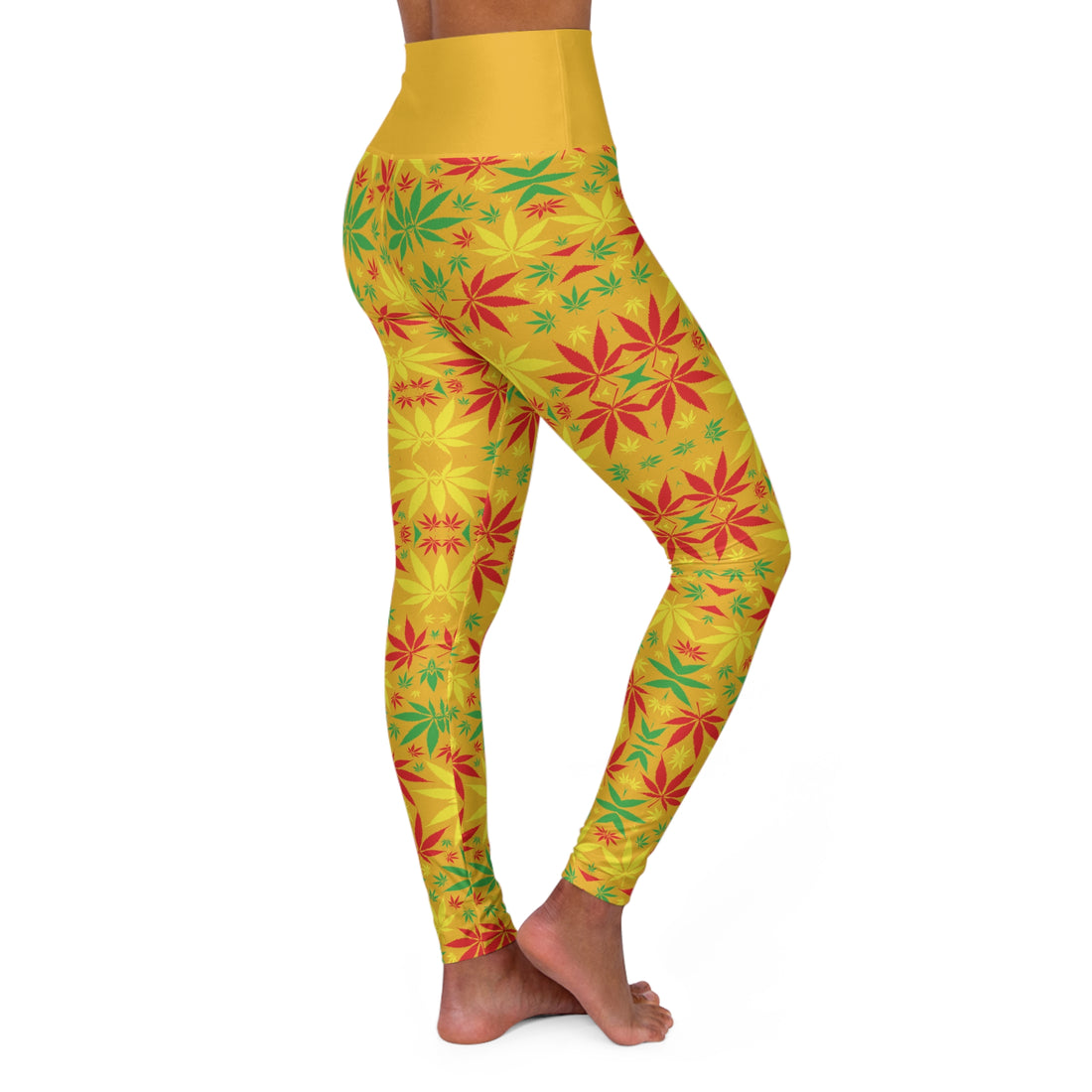 Yellow Tropical Rasta Toned Yoga Leggings