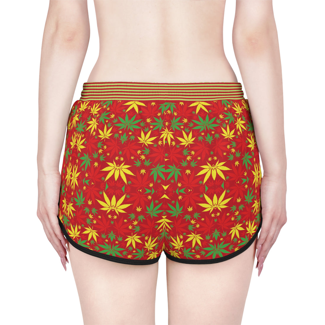 Red Tropical Rasta Toned Relaxed Gym Shorts