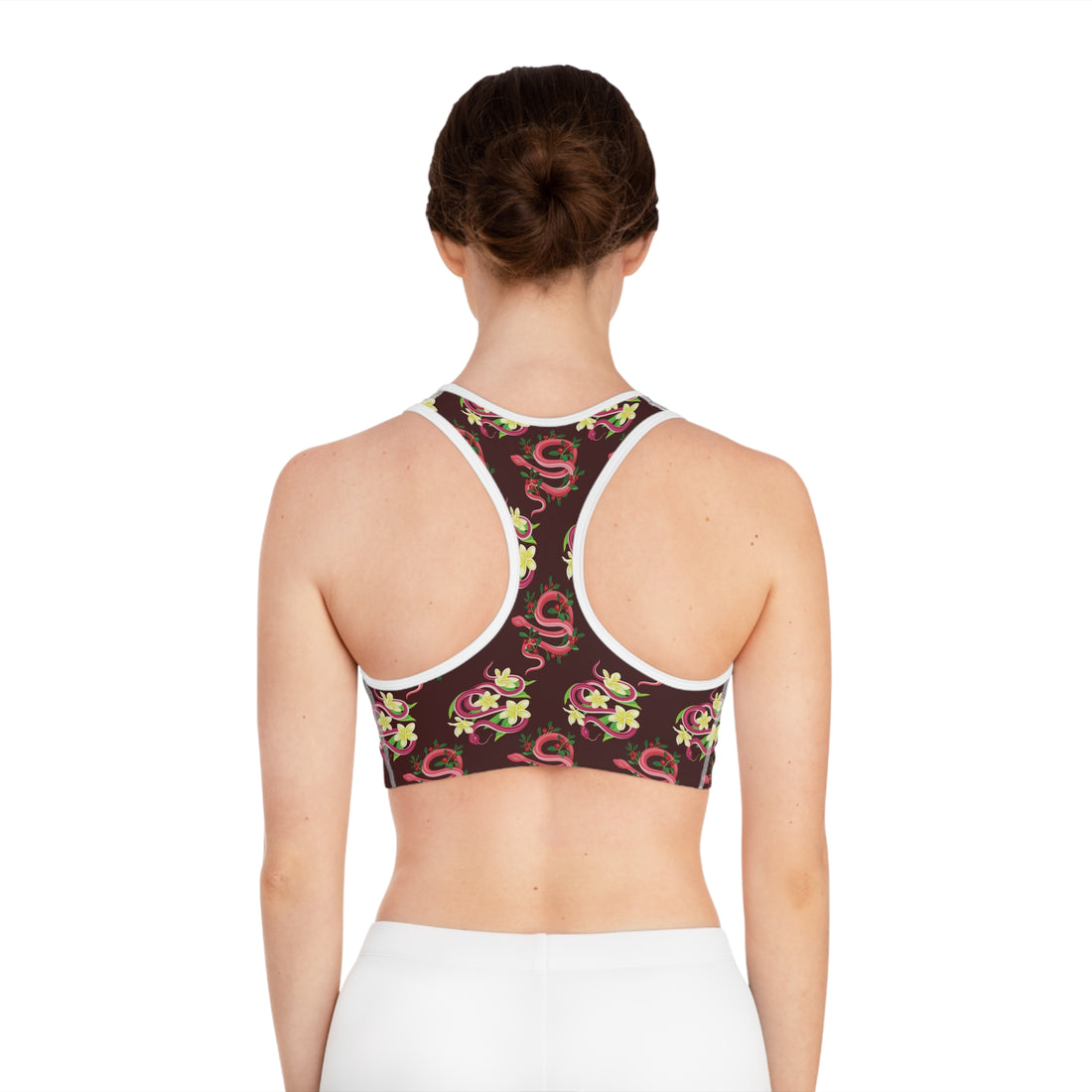 Marsala Snake Print (AOP) Racerback Sports Bra