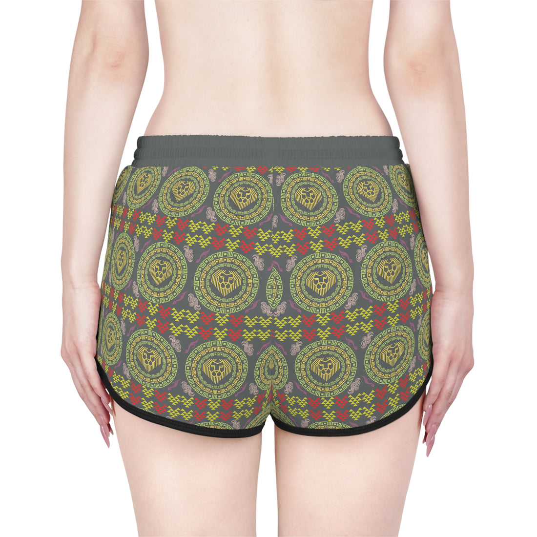 Ash Geo Lion Head Relaxed Gym Shorts