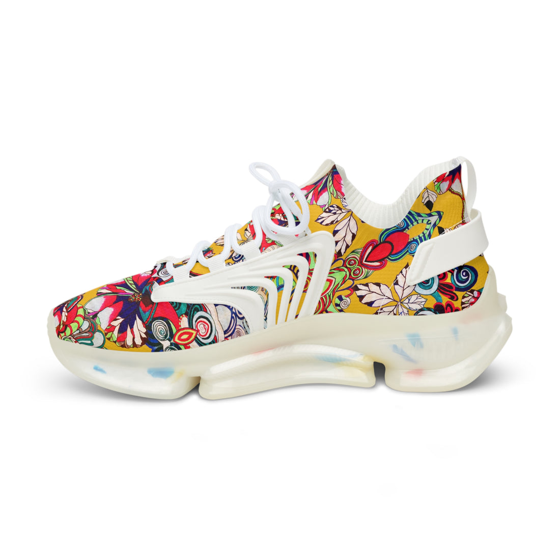 Yellow Floral Pop OTT Men's Mesh Knit Sneakers