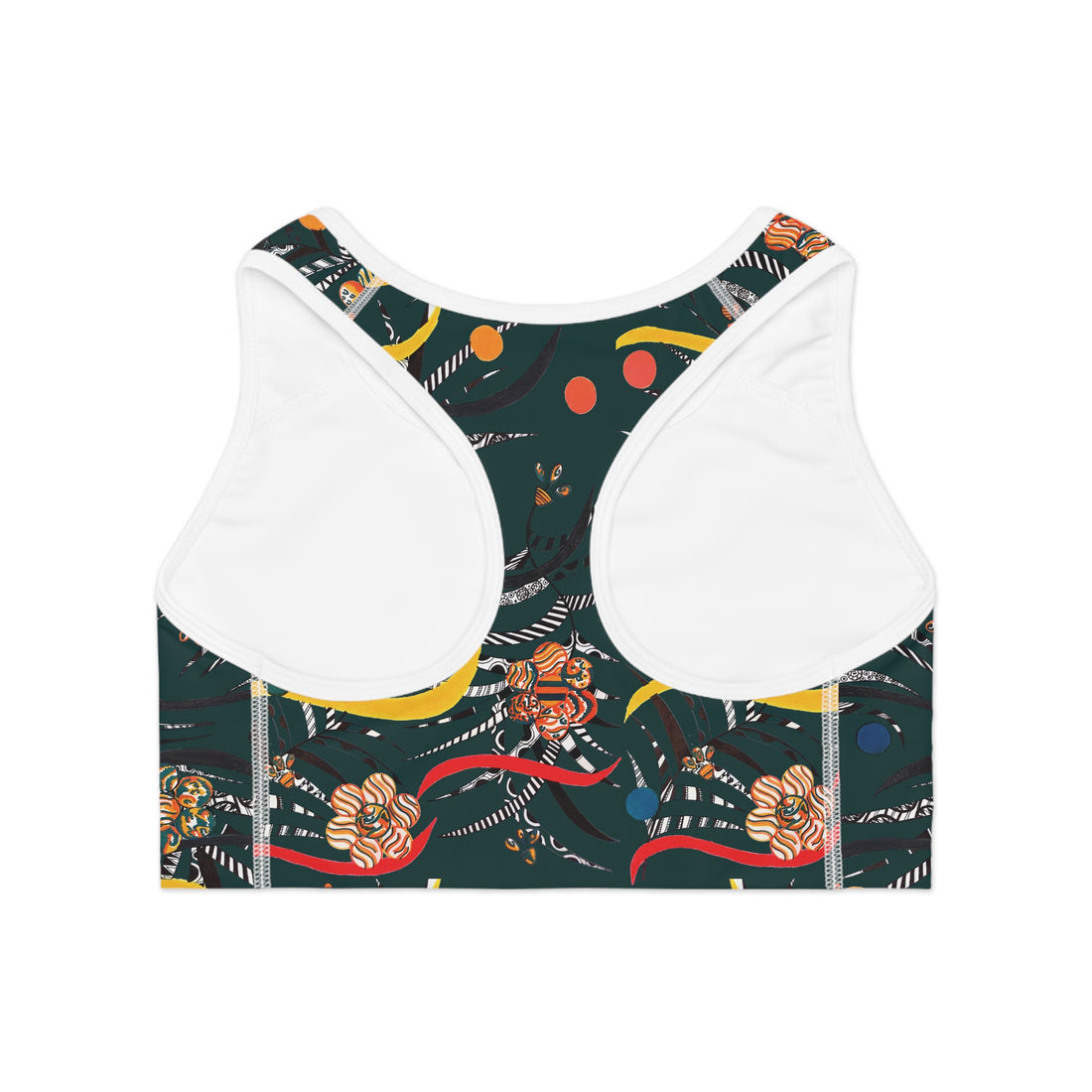 Bottle Green Wilderness Print Racer Back (AOP) Sports Bra