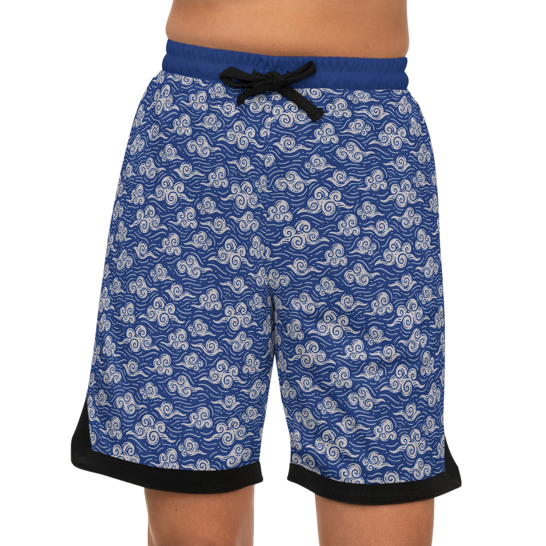 Blue Oriental Clouds Basketball Rib Shorts (AOP)