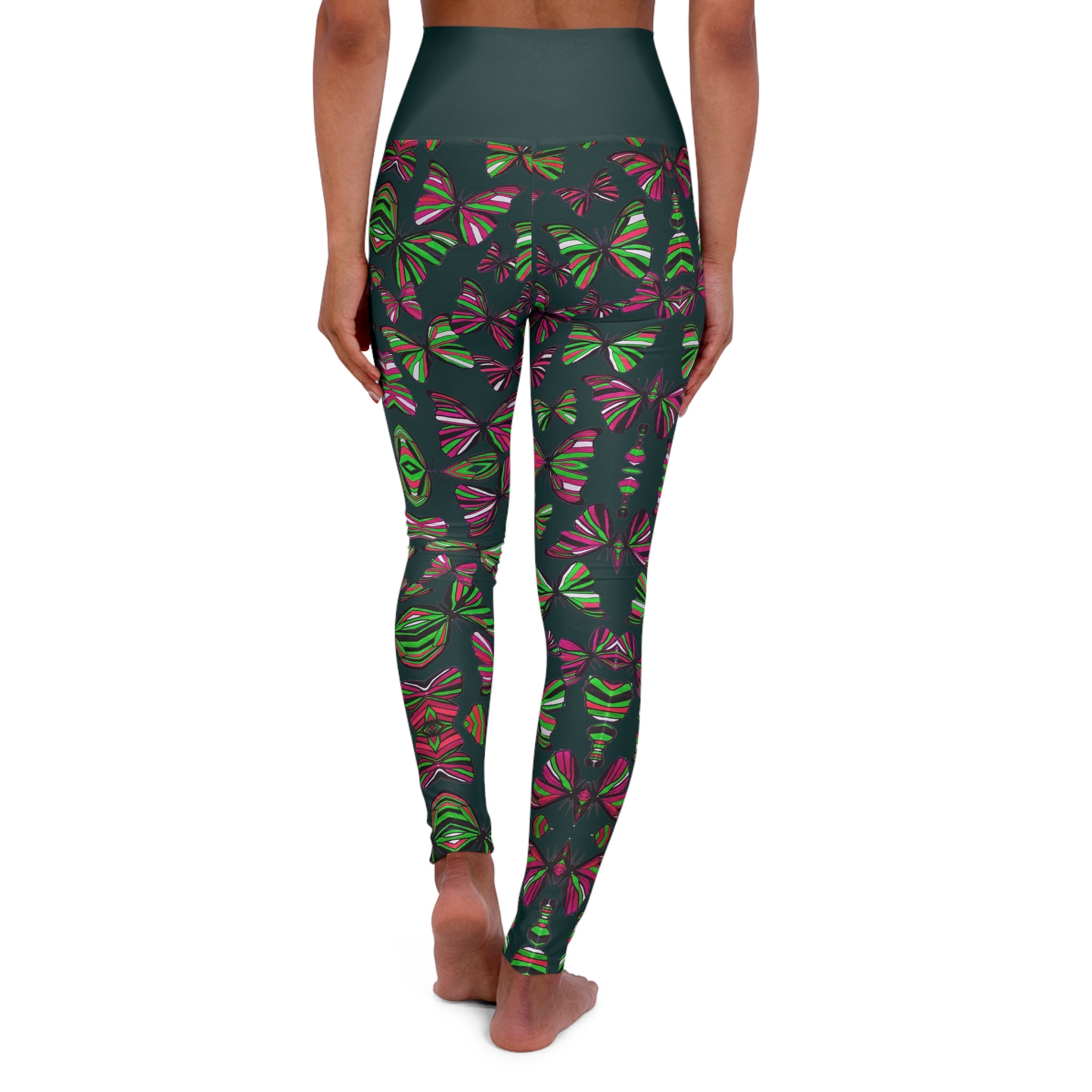 Bottle Green Butterfly Kaleidoscope Yoga Leggings