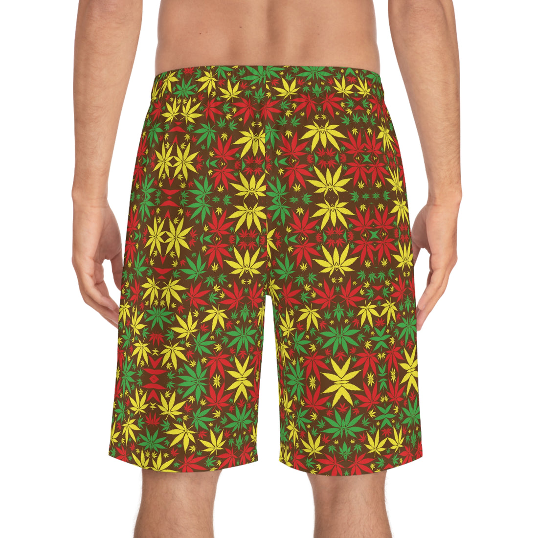 Brown Rasta Toned Men's Board Shorts (AOP)