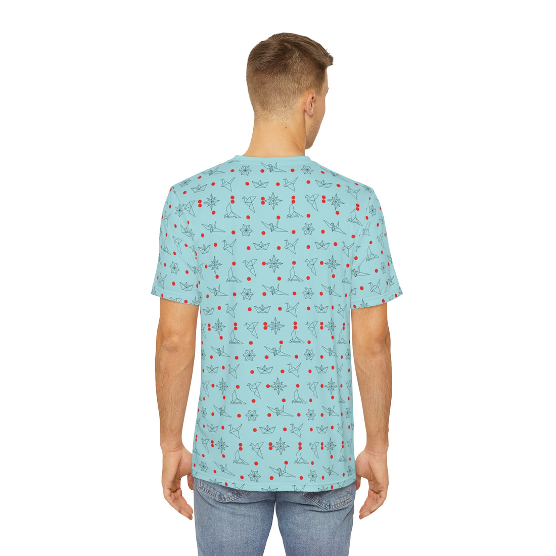 Icy Blue Origami Men's Polyester Tee (AOP)