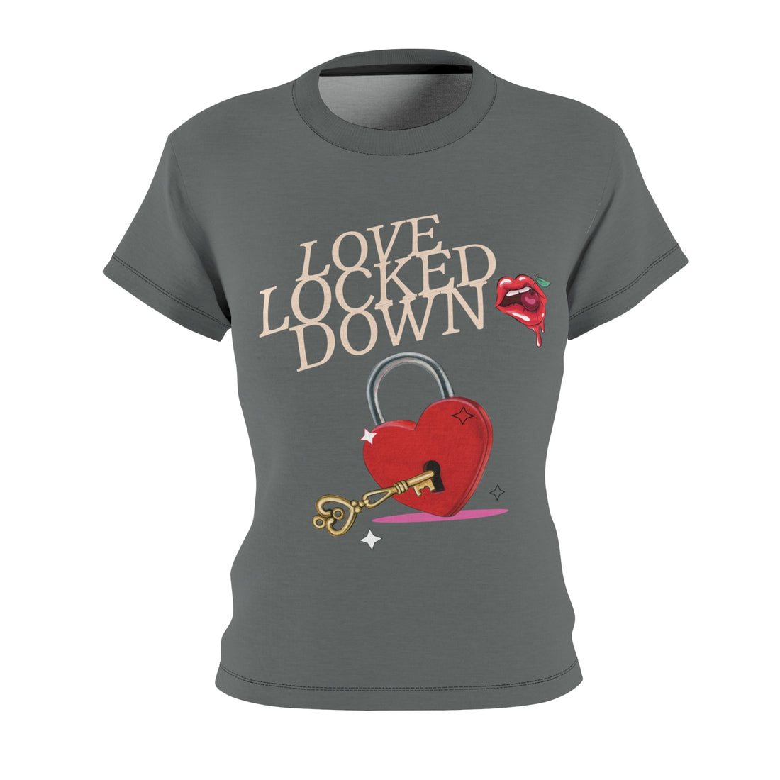 Ash Love Locked Typography AOP Women's Cap Sleeves T-shirt