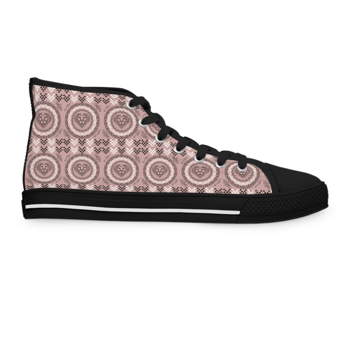 Taupe Geo Lion Head Women's High Top Sneakers