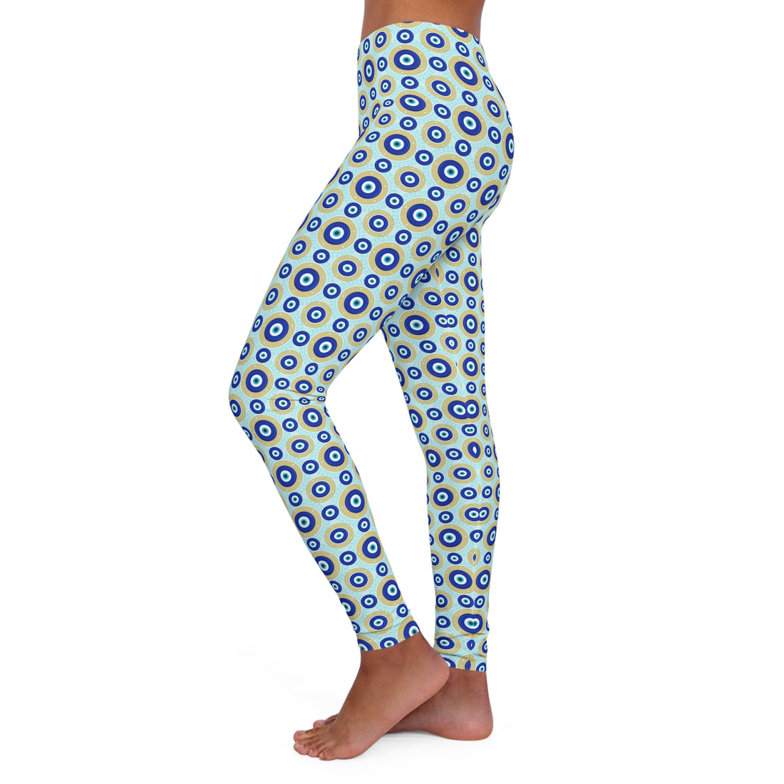 Elaborate Blue Evil Eye Print Spandex Leggings