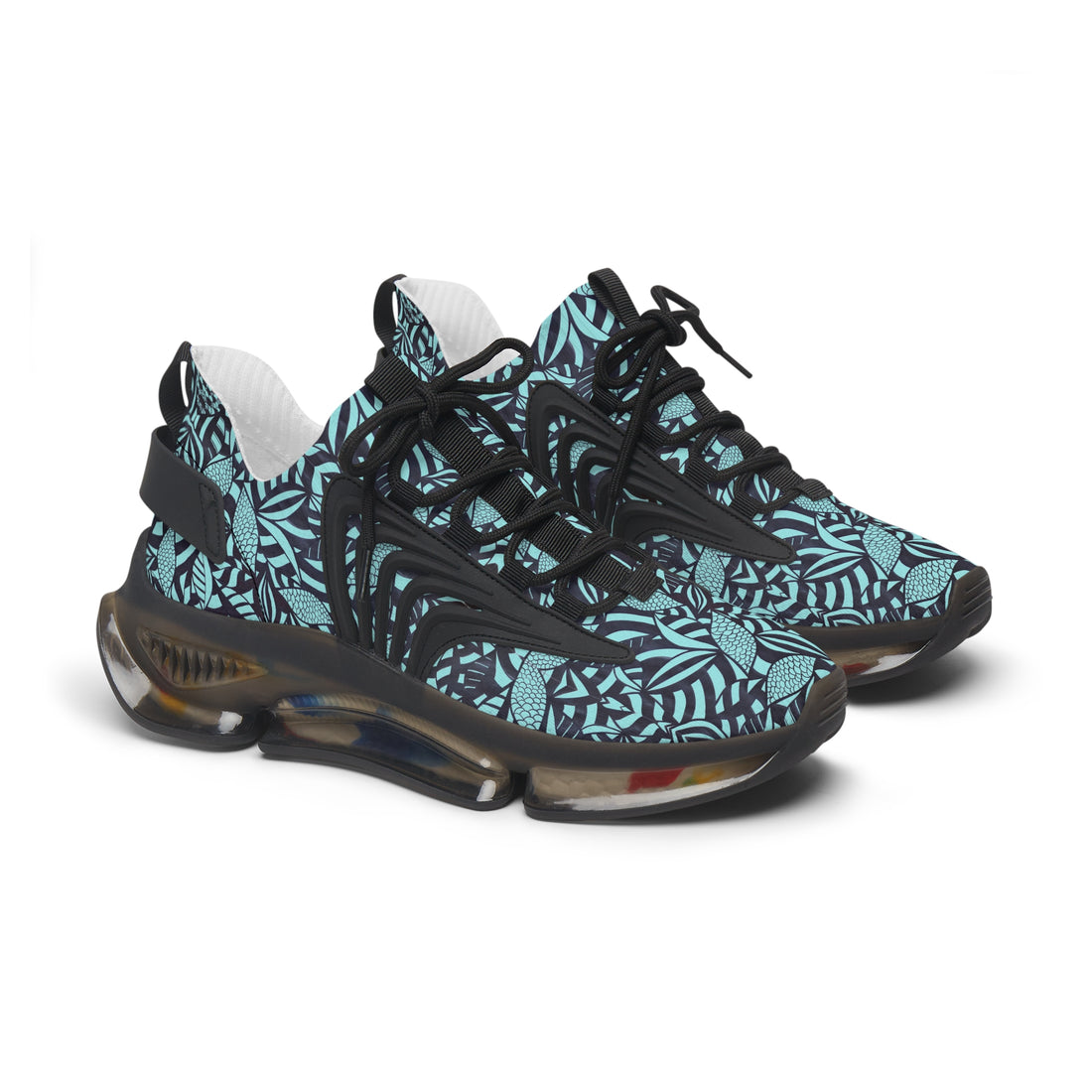 Icy Blue Tropical Minimalist OTT Women's Mesh Knit Sneakers