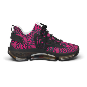 Hot Pink Tropical Minimalist OTT Women's Mesh Knit Sneakers