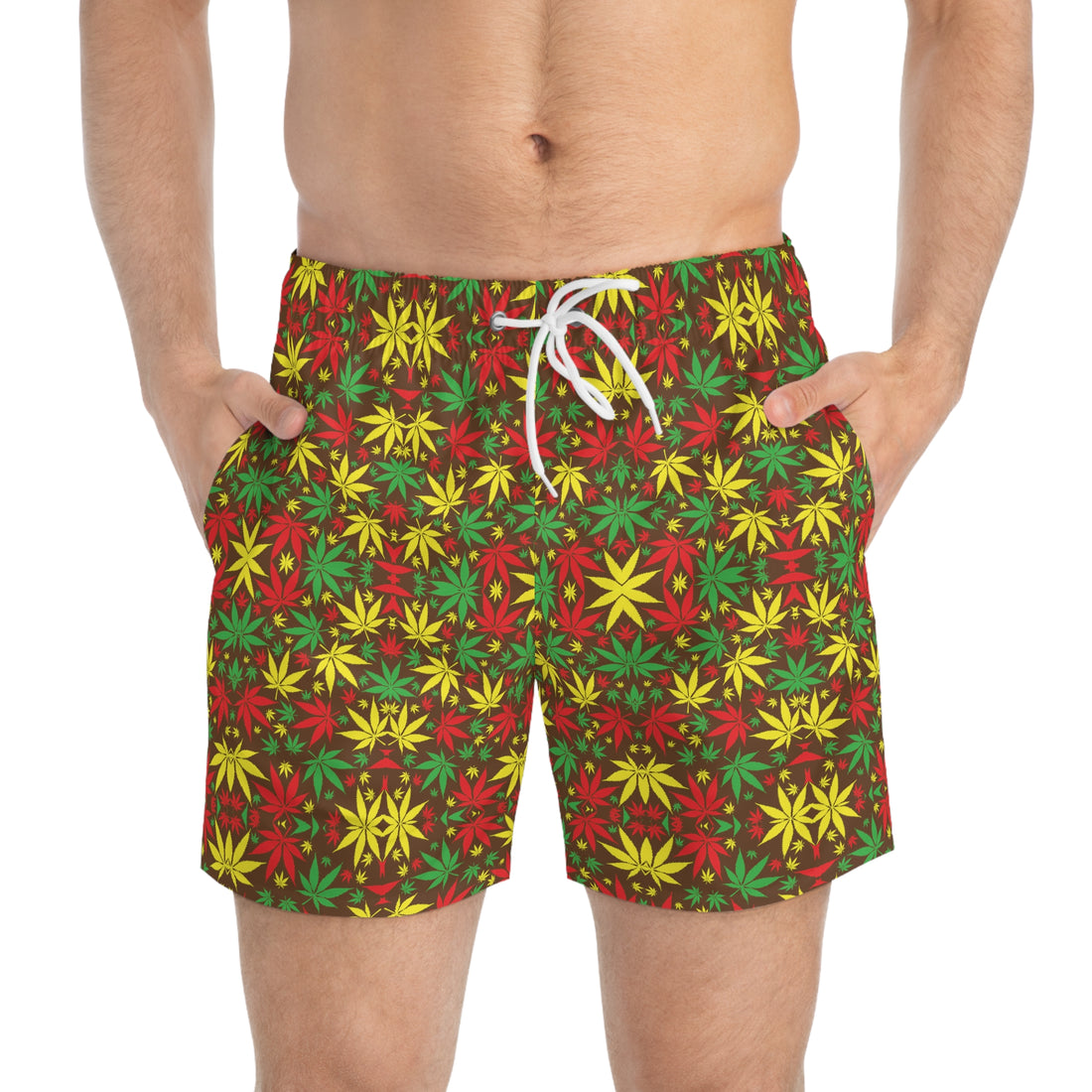 Brown Tropical Rasta Toned Swimming Trunks