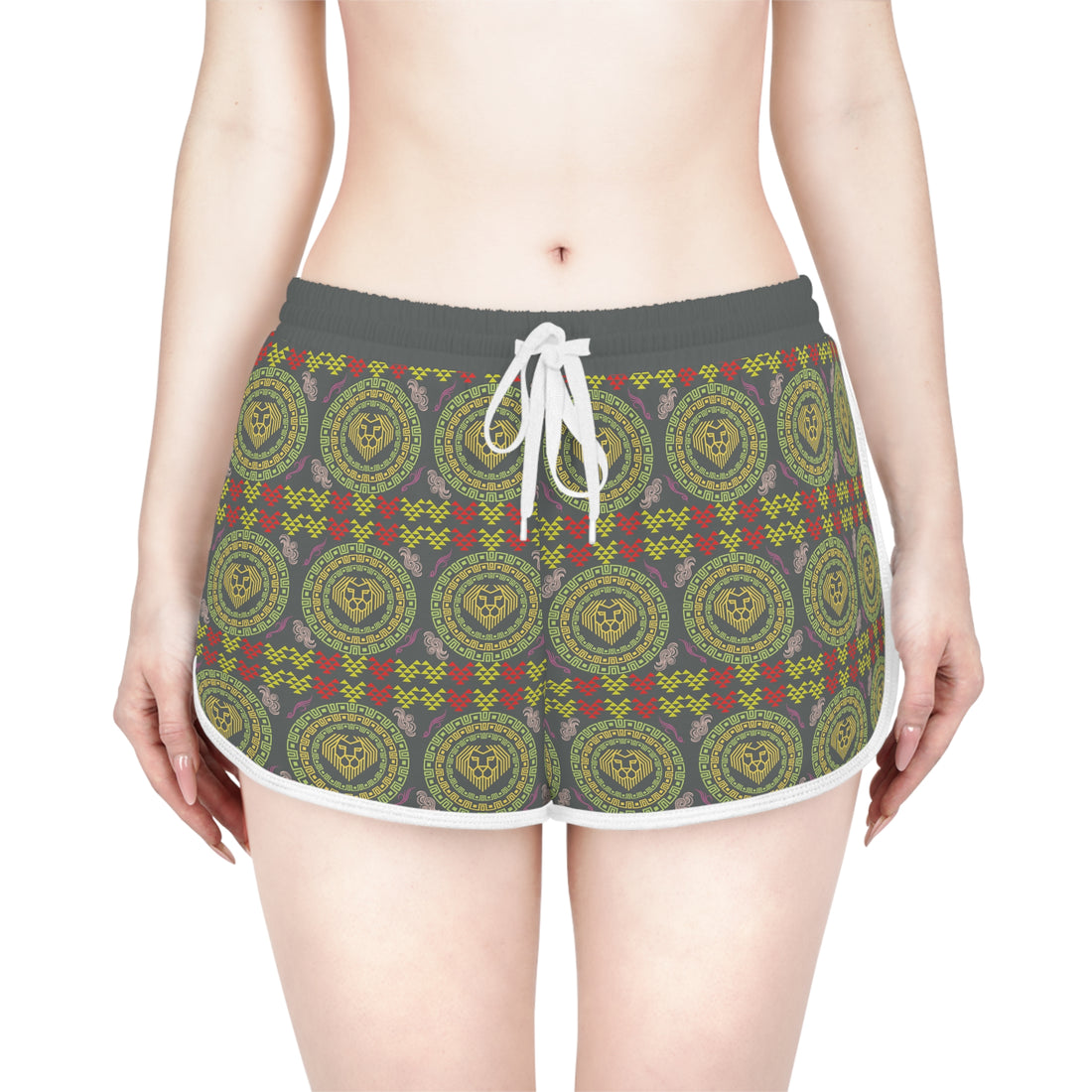 Ash Geo Lion Head Relaxed Gym Shorts
