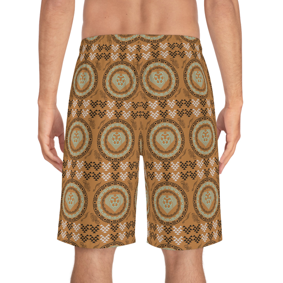 Tussock Geo Lion Head Men's Board Shorts (AOP)