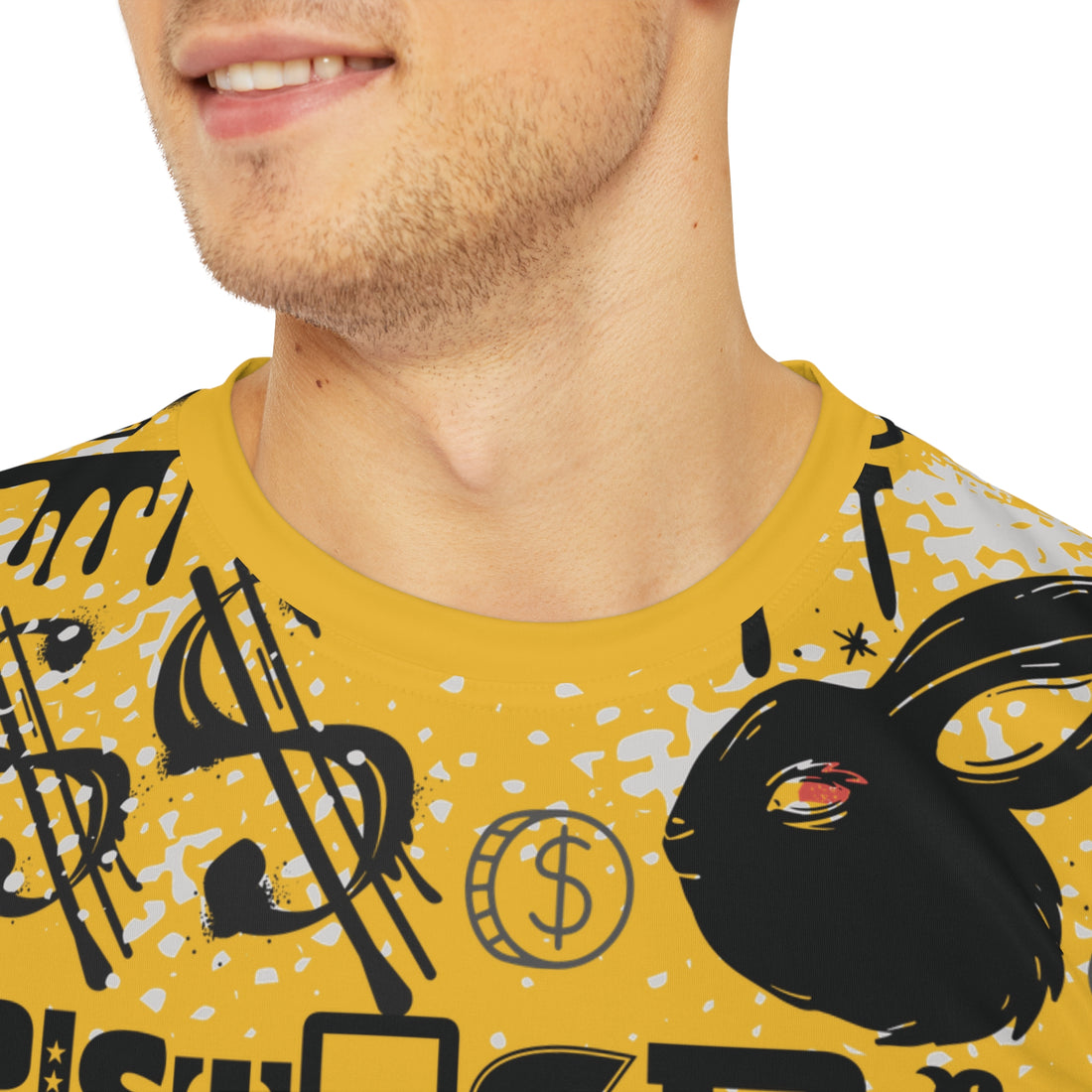 Yellow Graphic Polar Men's Polyester Tee (AOP)