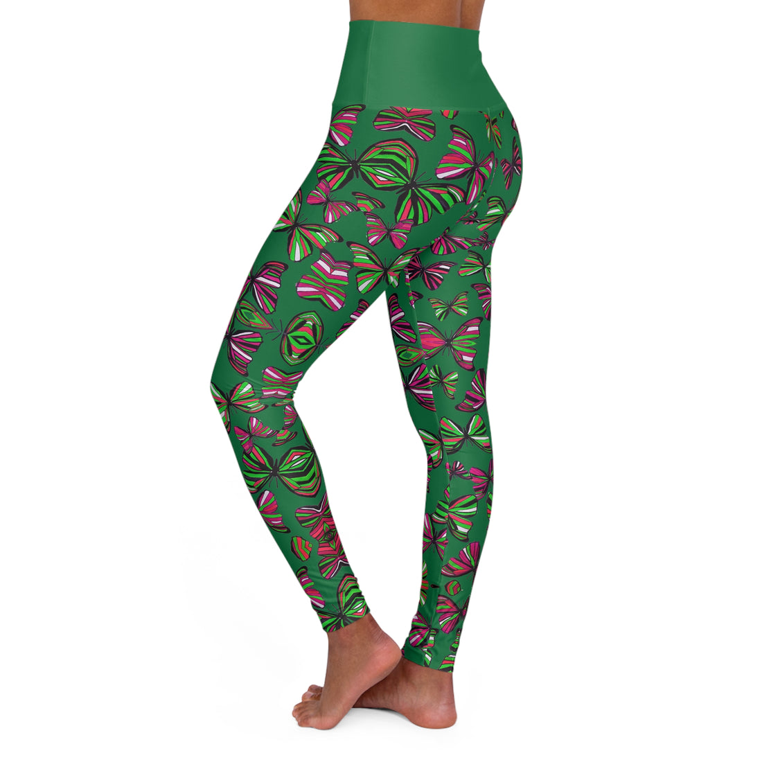 Emerald Butterfly Kaleidoscope Yoga Leggings