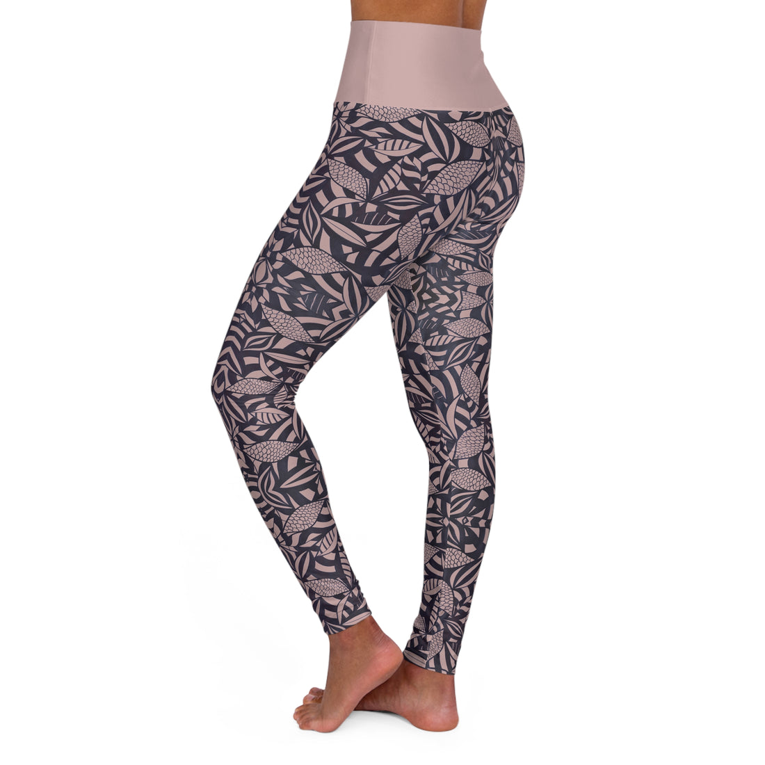 Taupe Tropical Minimalist Yoga Leggings