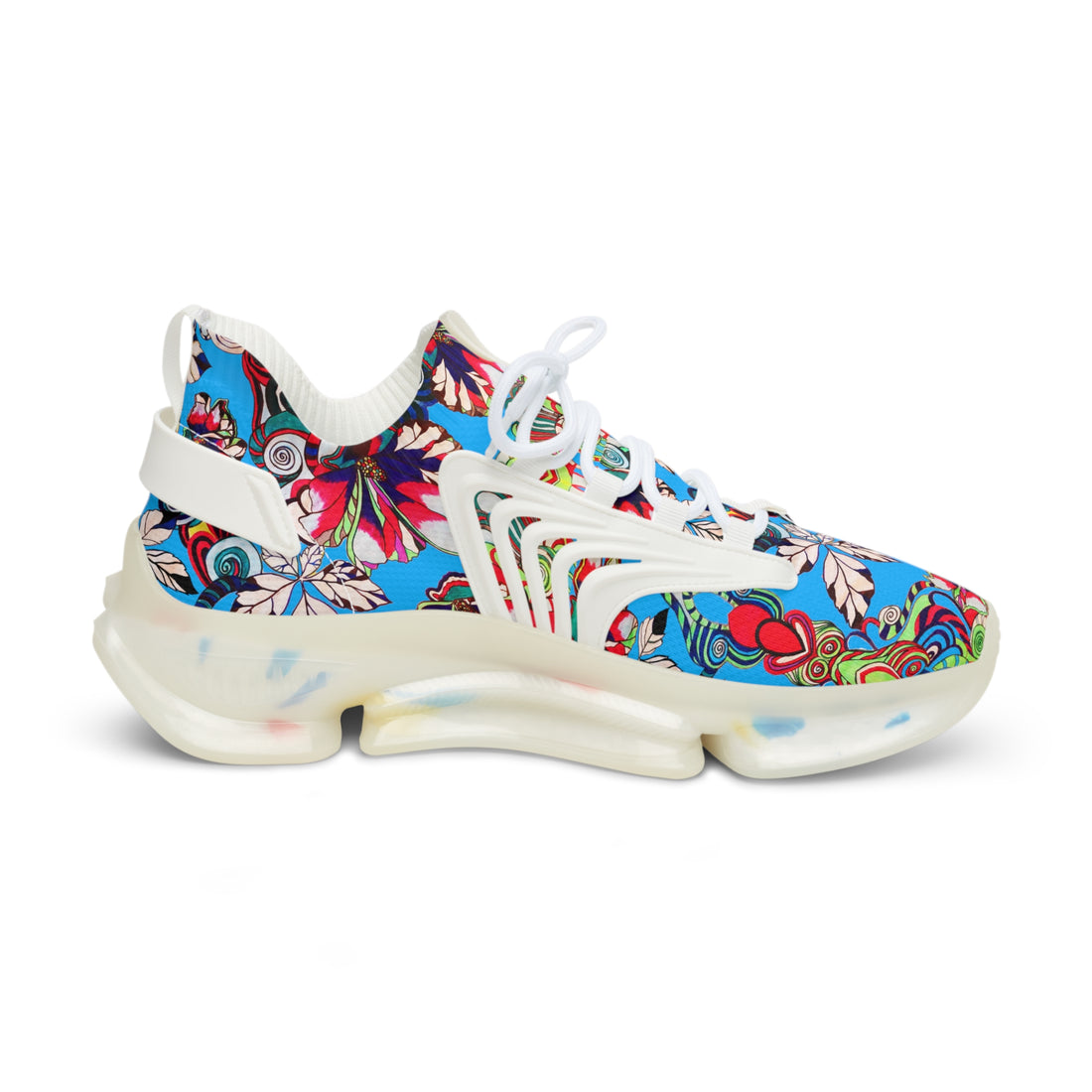 Aqua Floral Pop OTT Men's Mesh Knit Sneakers