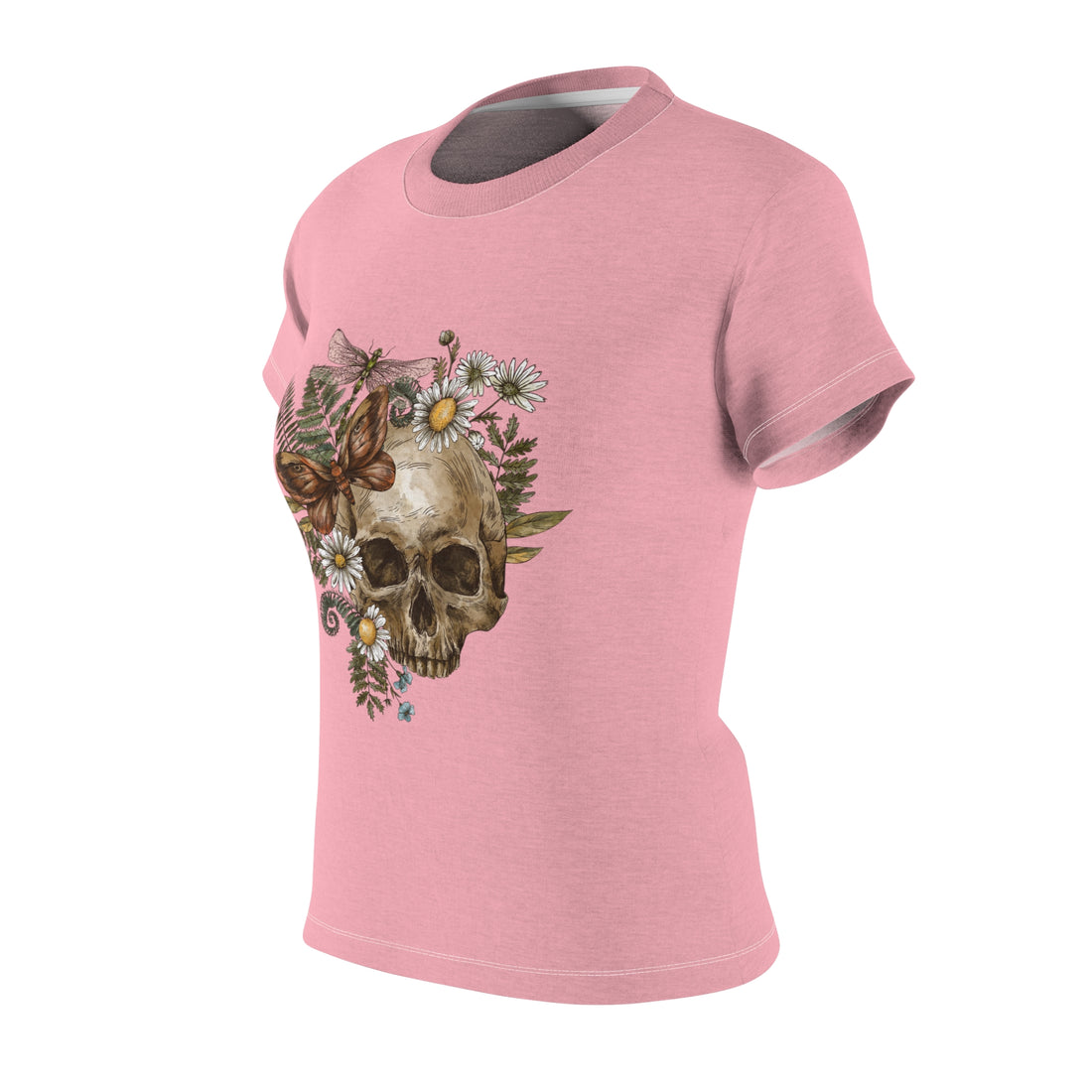 blush skull, floral & butterfly vintage print t-shirt for women