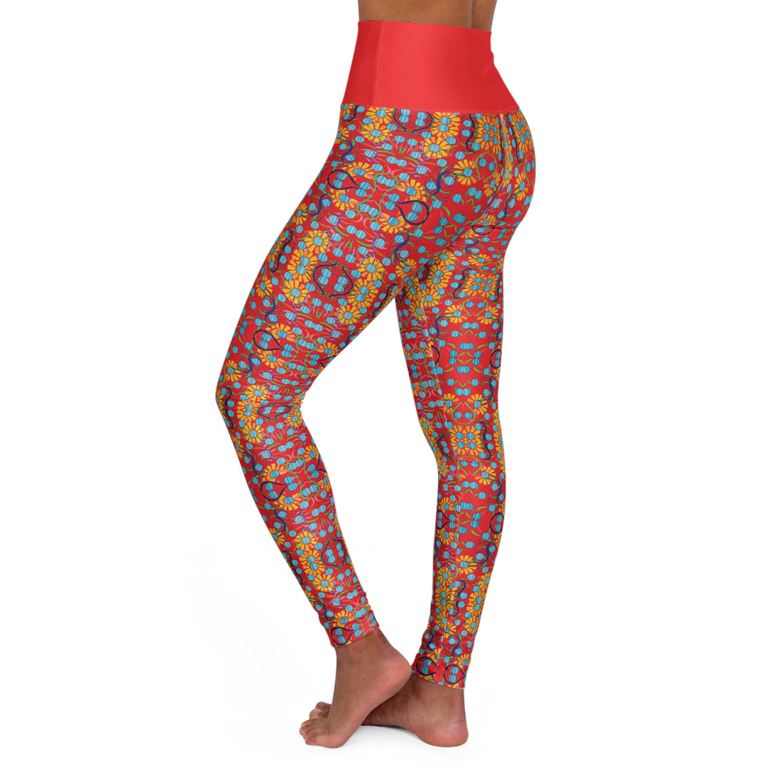 Red Sunflower Yoga Leggings