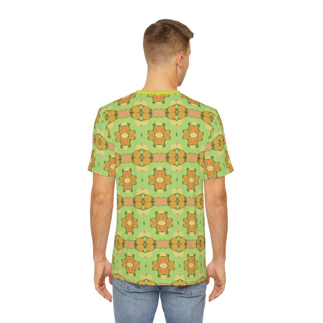 Lime Geometric Print Men's Polyester Tee (AOP)