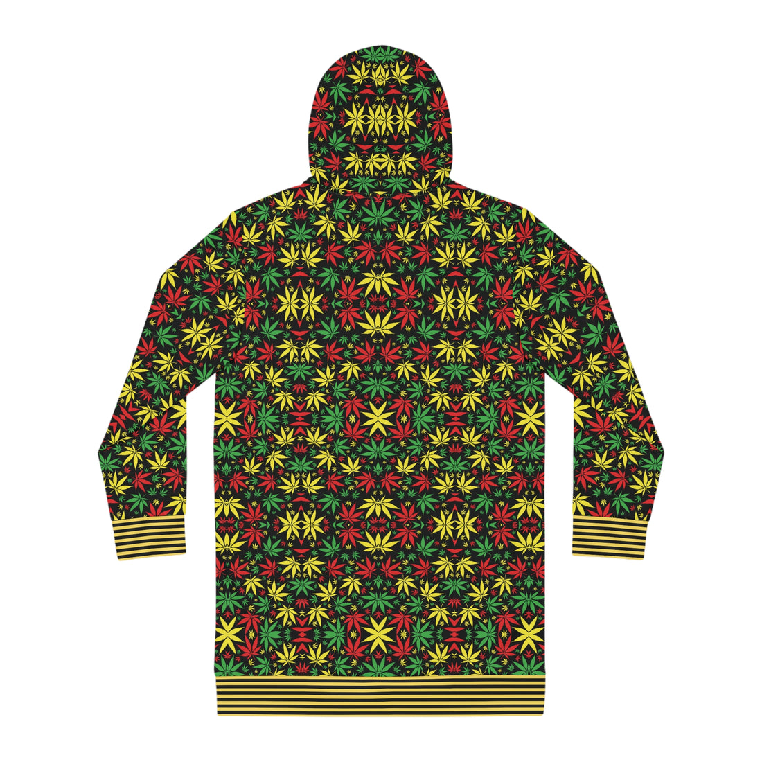 Black Tropical Rasta Toned Hoodie Dress (AOP)