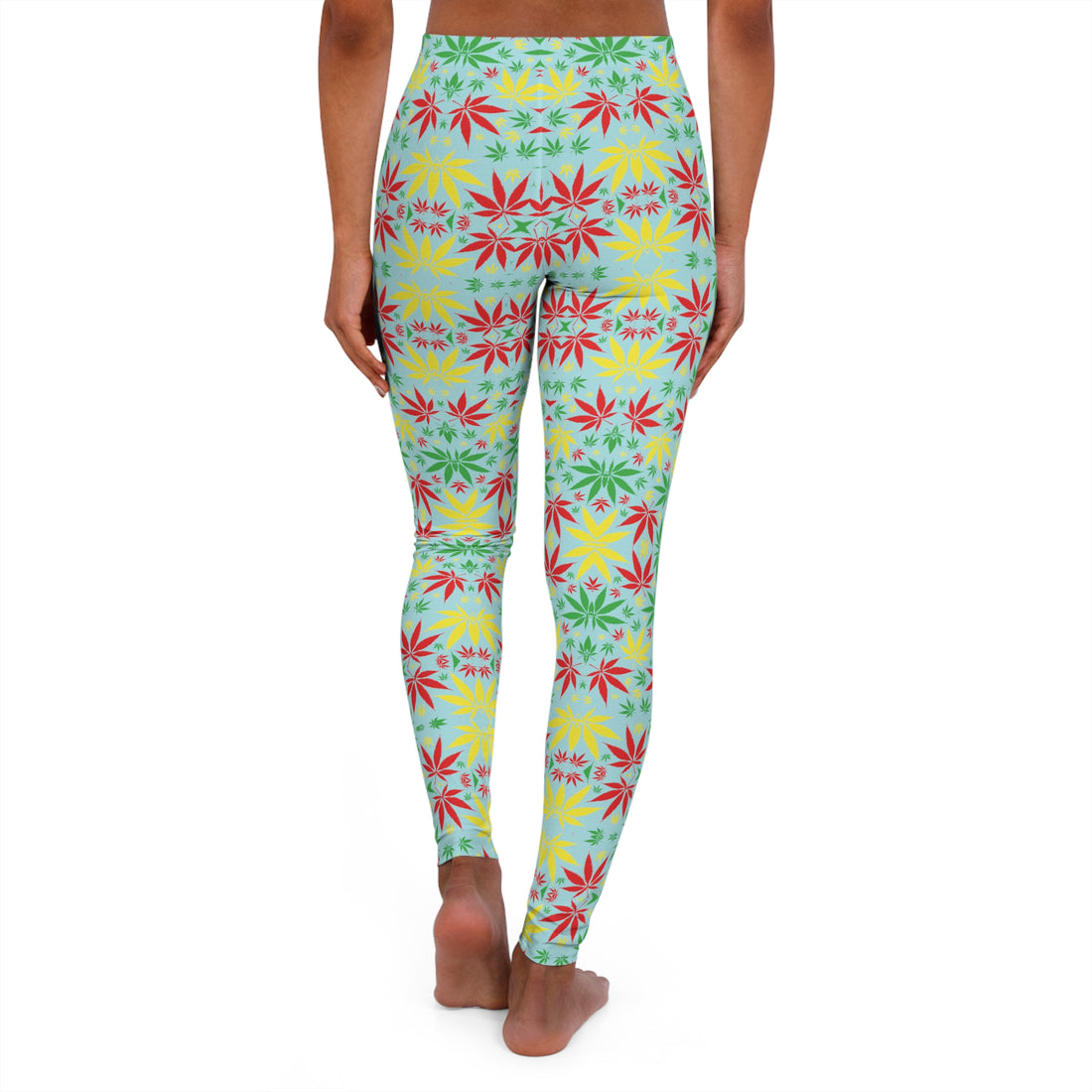 Icy Blue Tropical Rasta Toned Spandex Leggings