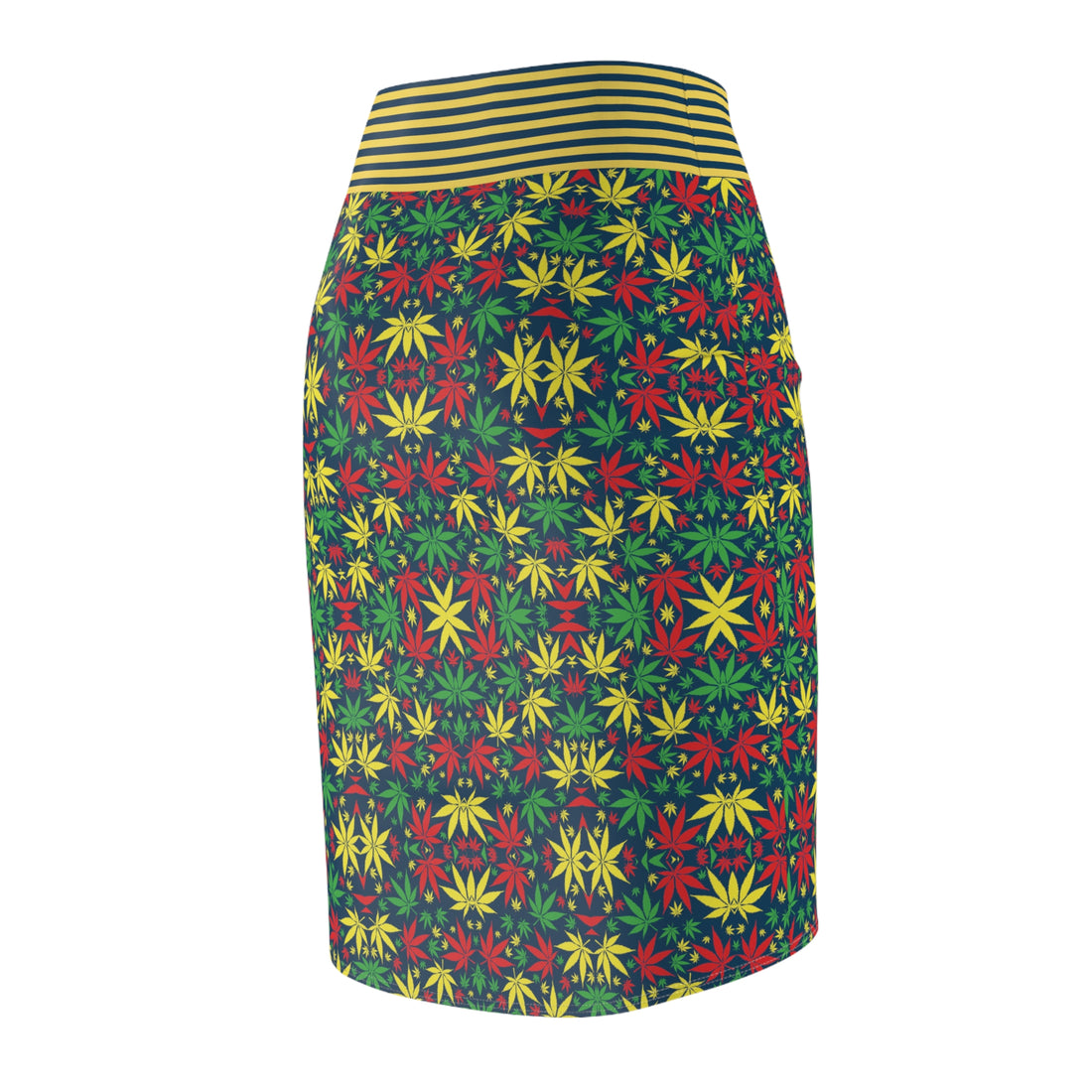 Blue Tropical Rasta Toned Pencil Skirt