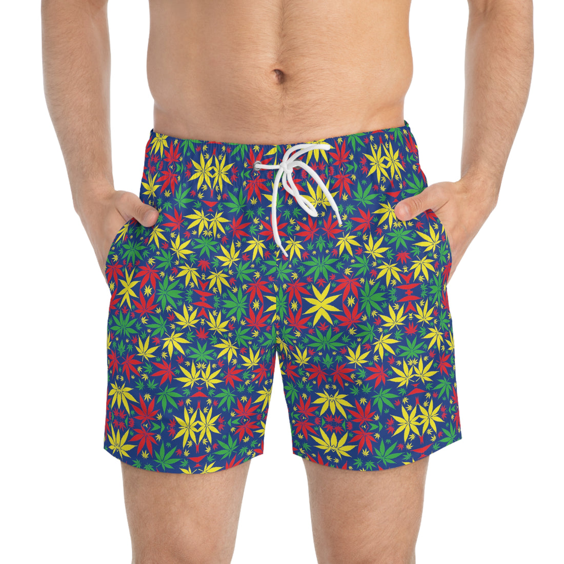 Blue Tropical Rasta Toned Swimming Trunks