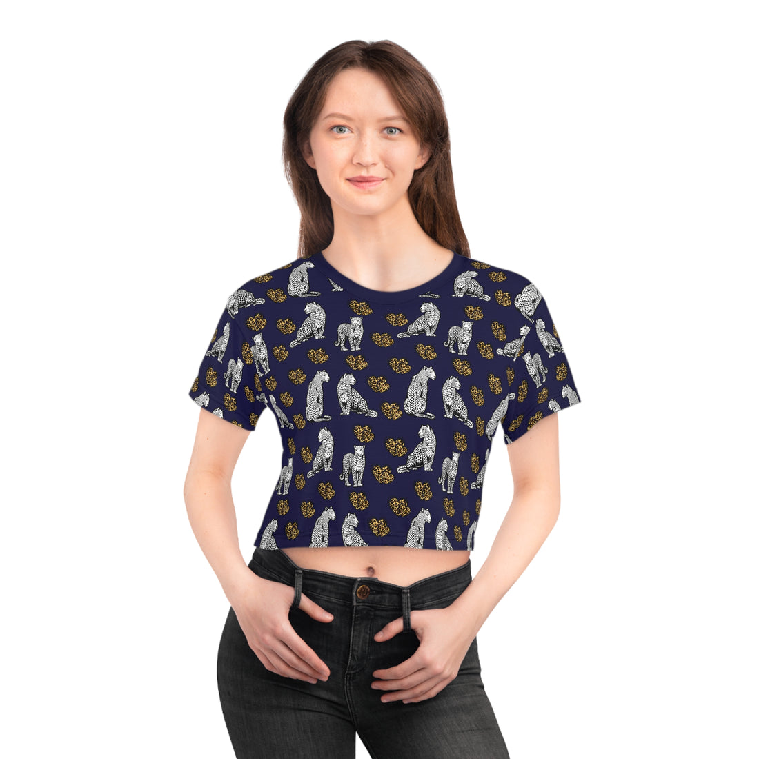 Ink Cheetah Hearts AOP Crop Tee