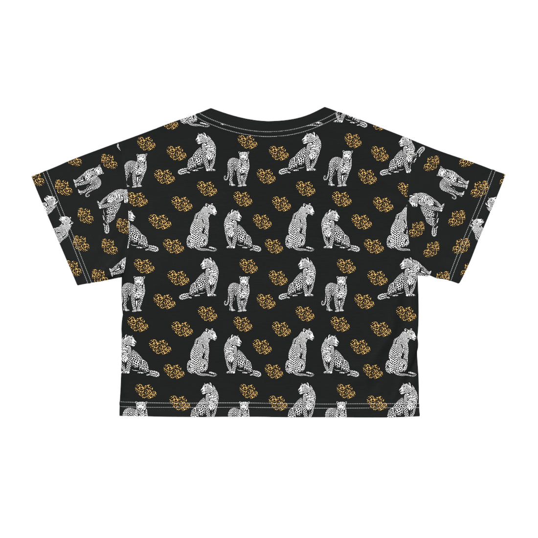 Black Cheetah Hearts AOP Crop Tee