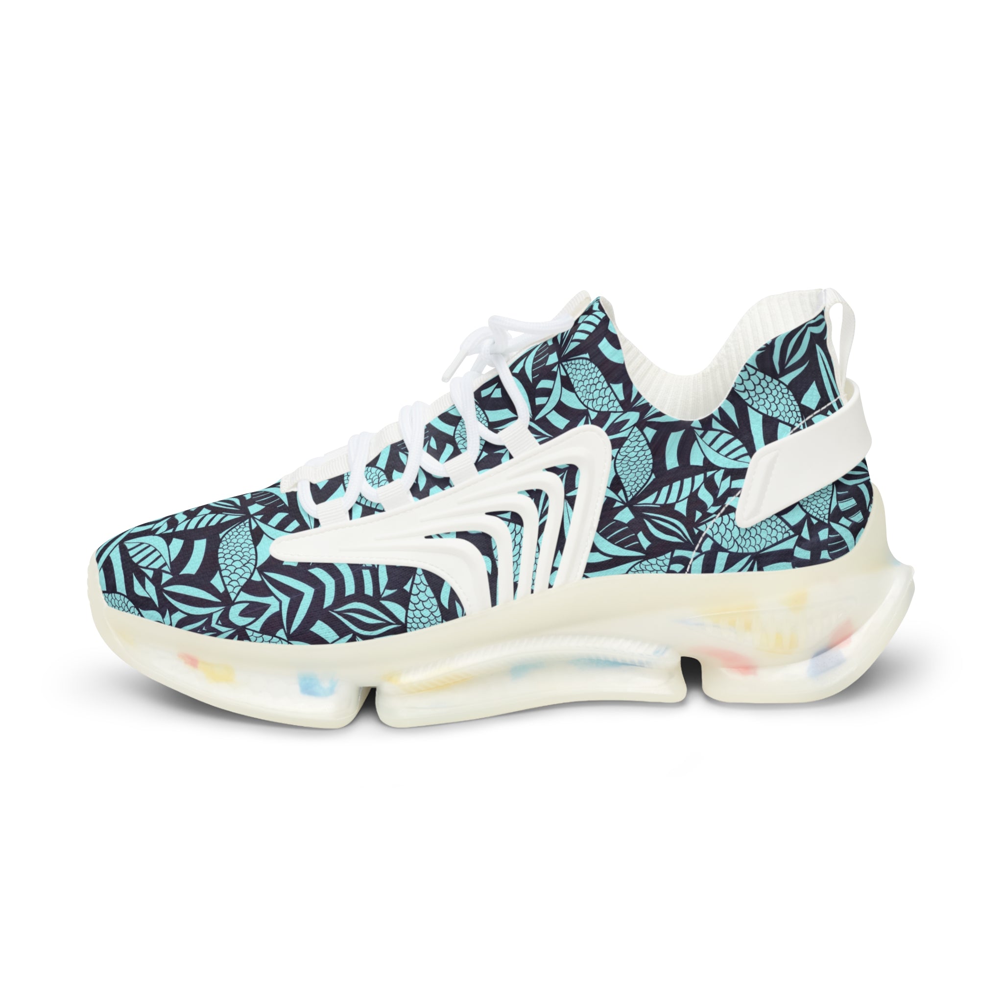 Icy Blue Tropical Minimalist OTT Men's Mesh Knit Sneakers