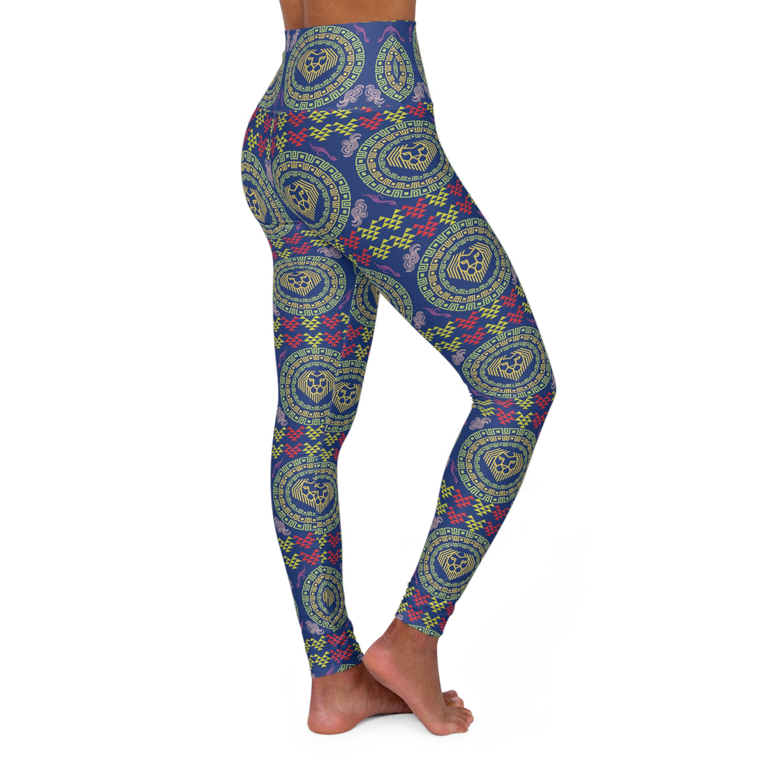 Royal Blue Lion Head Yoga Leggings