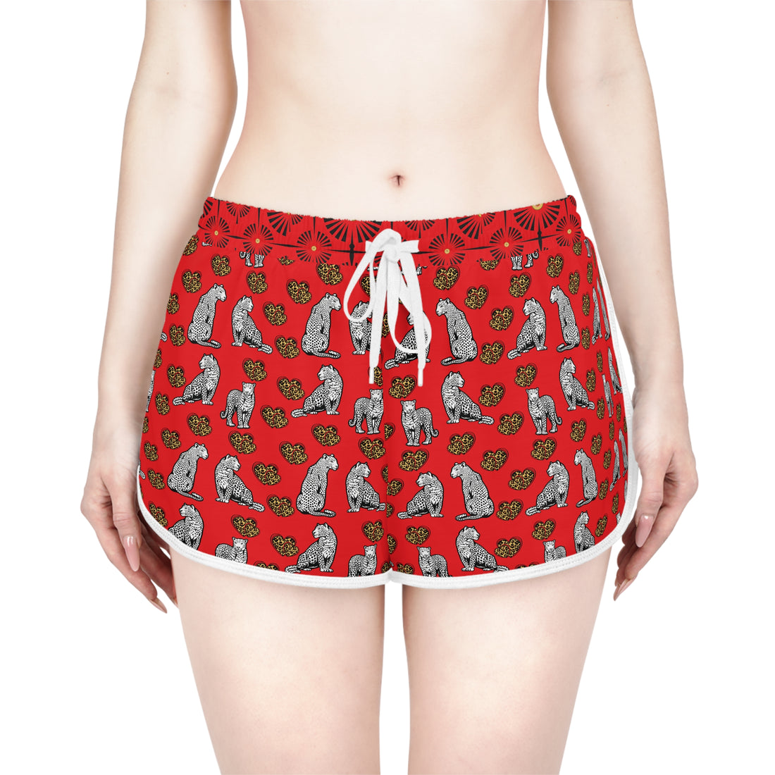 Red Cheetah Hearts Relaxed Shorts