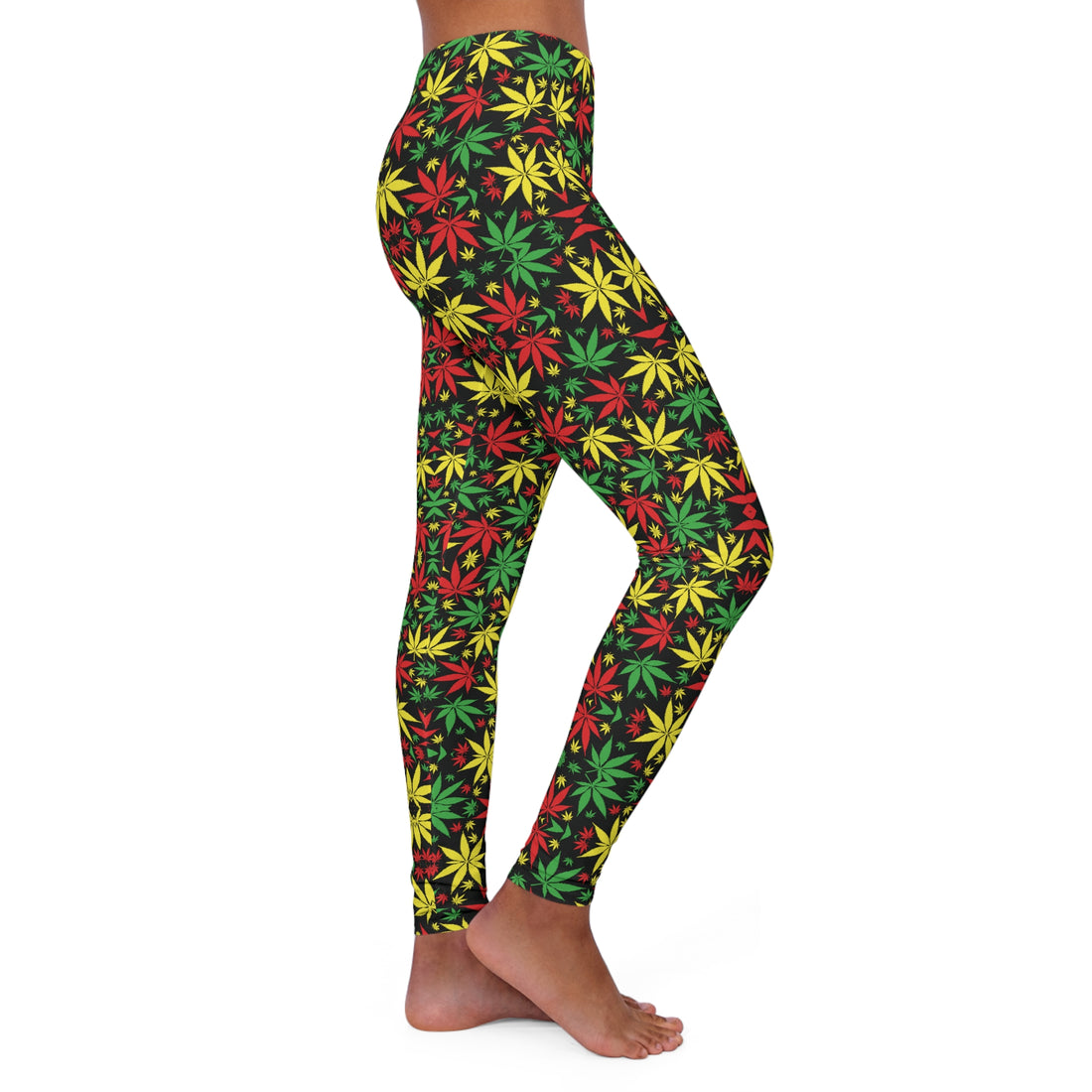 Black Tropical Rasta Toned Spandex Leggings