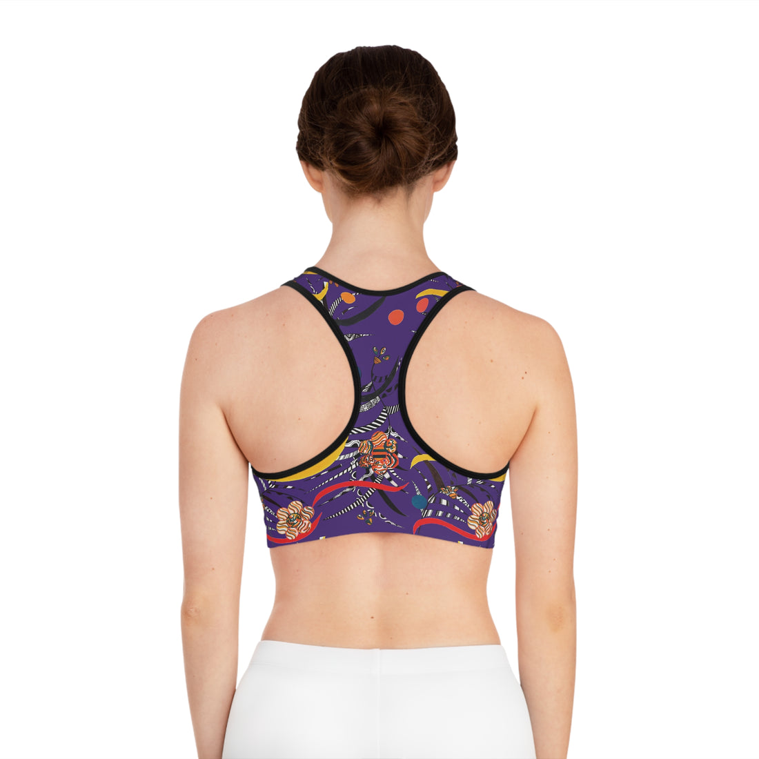 Purple Wilderness Print Racer Back (AOP) Sports Bra