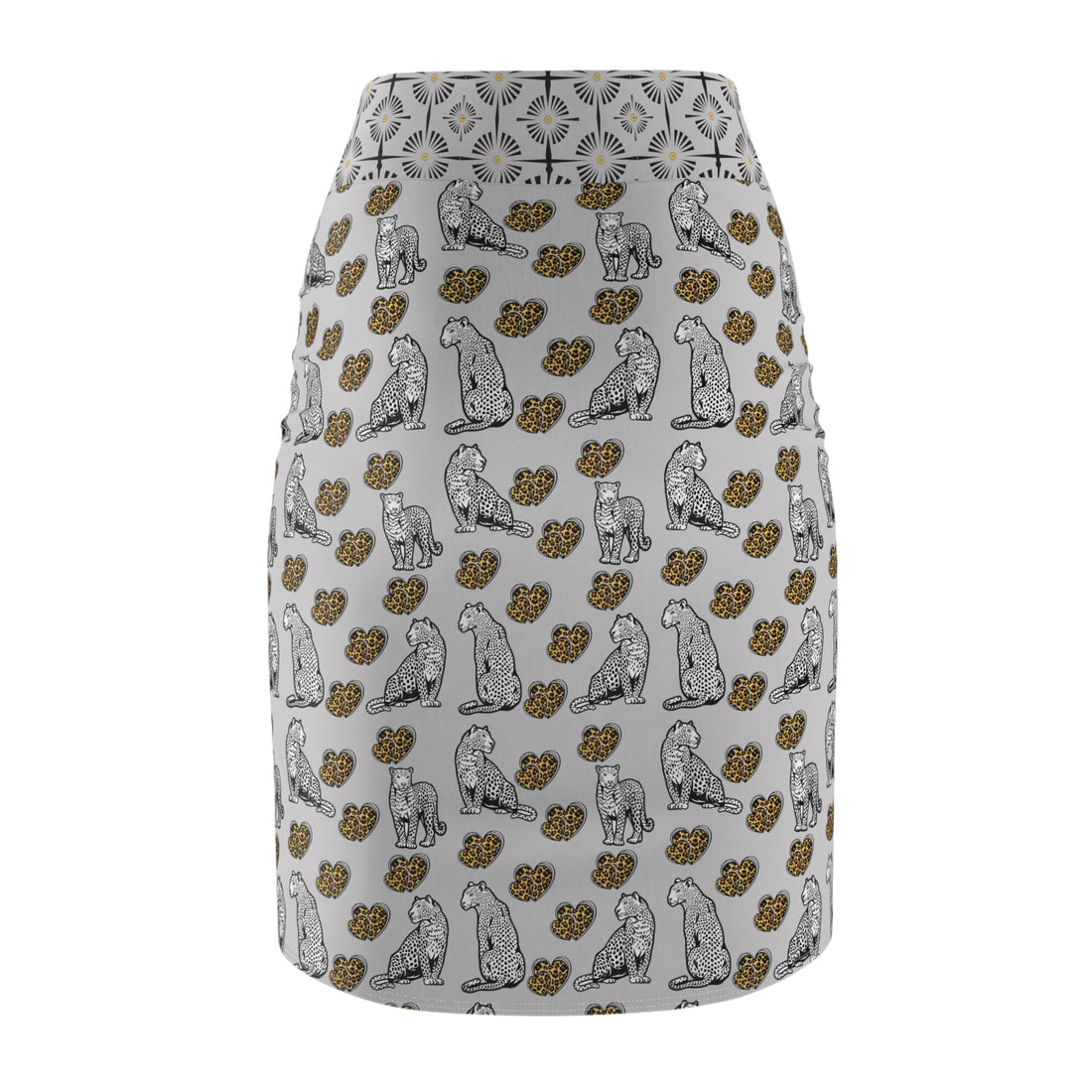 Slate Cheetah Hearts Pencil Skirt