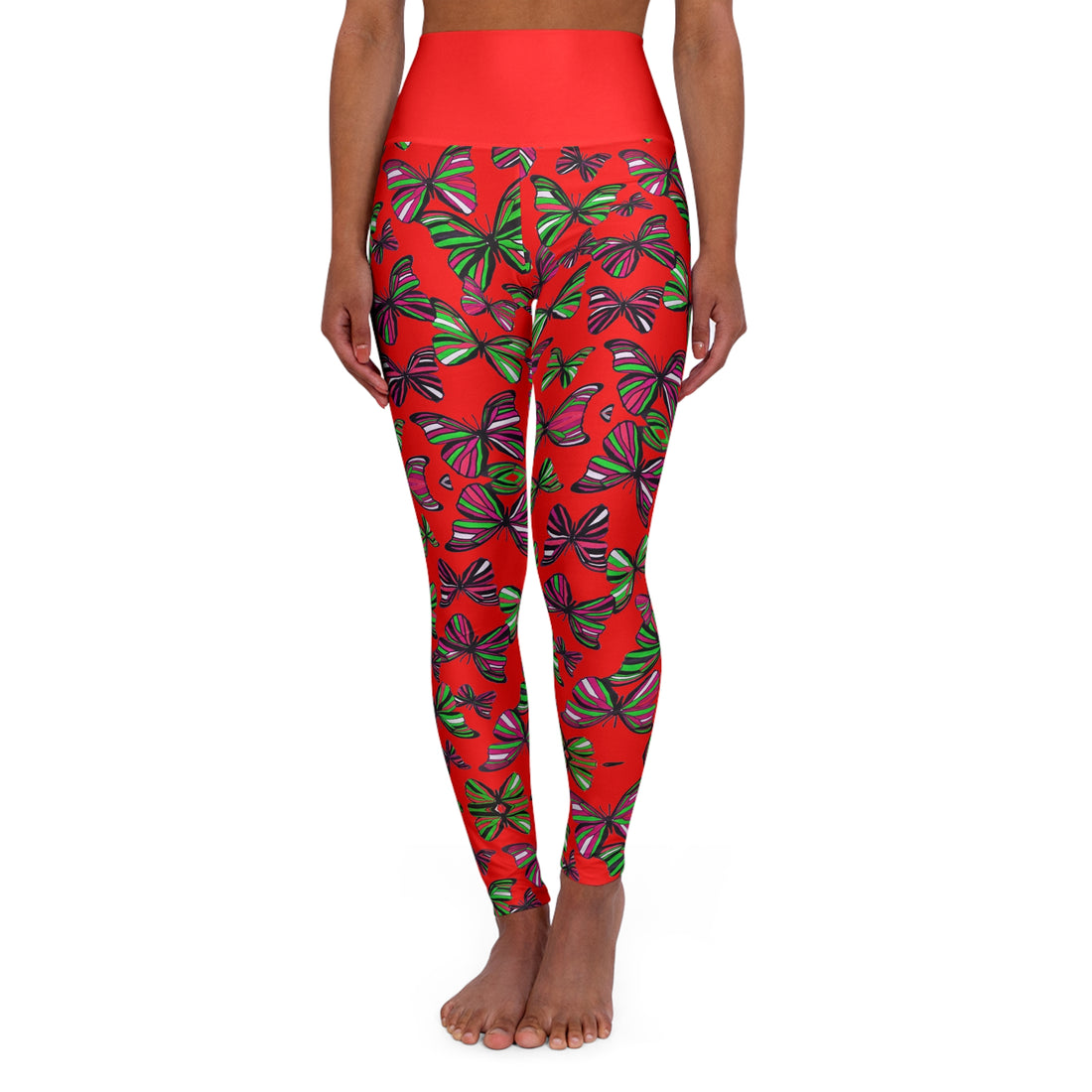 Red butterfly kaleidoscope Yoga Leggings