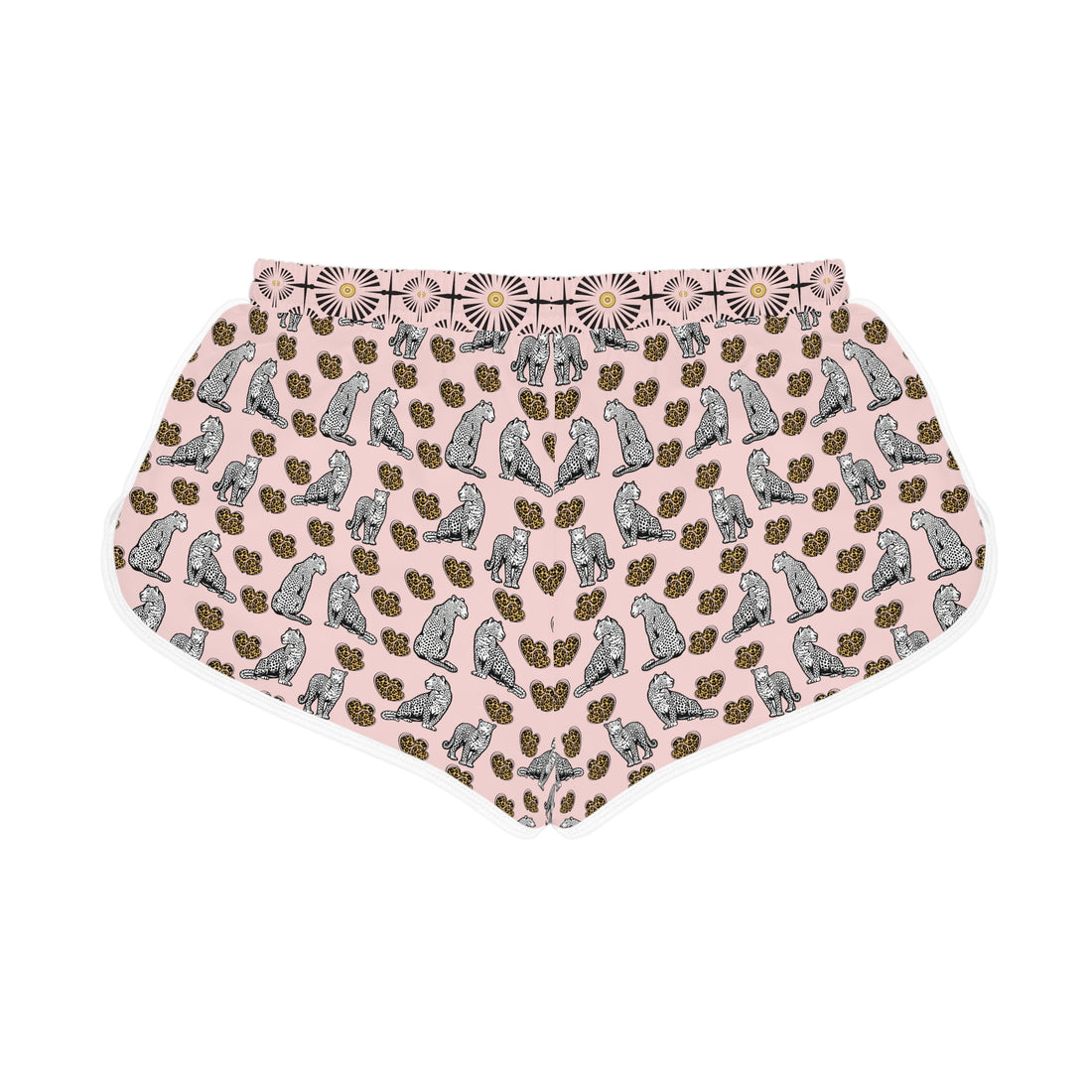 Pale Pink Cheetah Hearts Relaxed Shorts