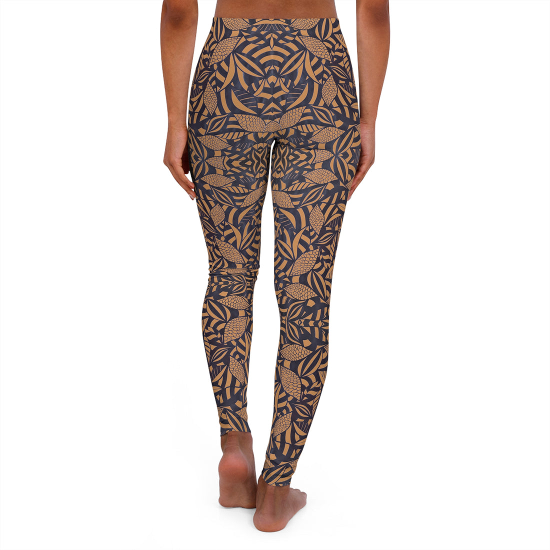 Mocha Tropical Minimalist Spandex Leggings