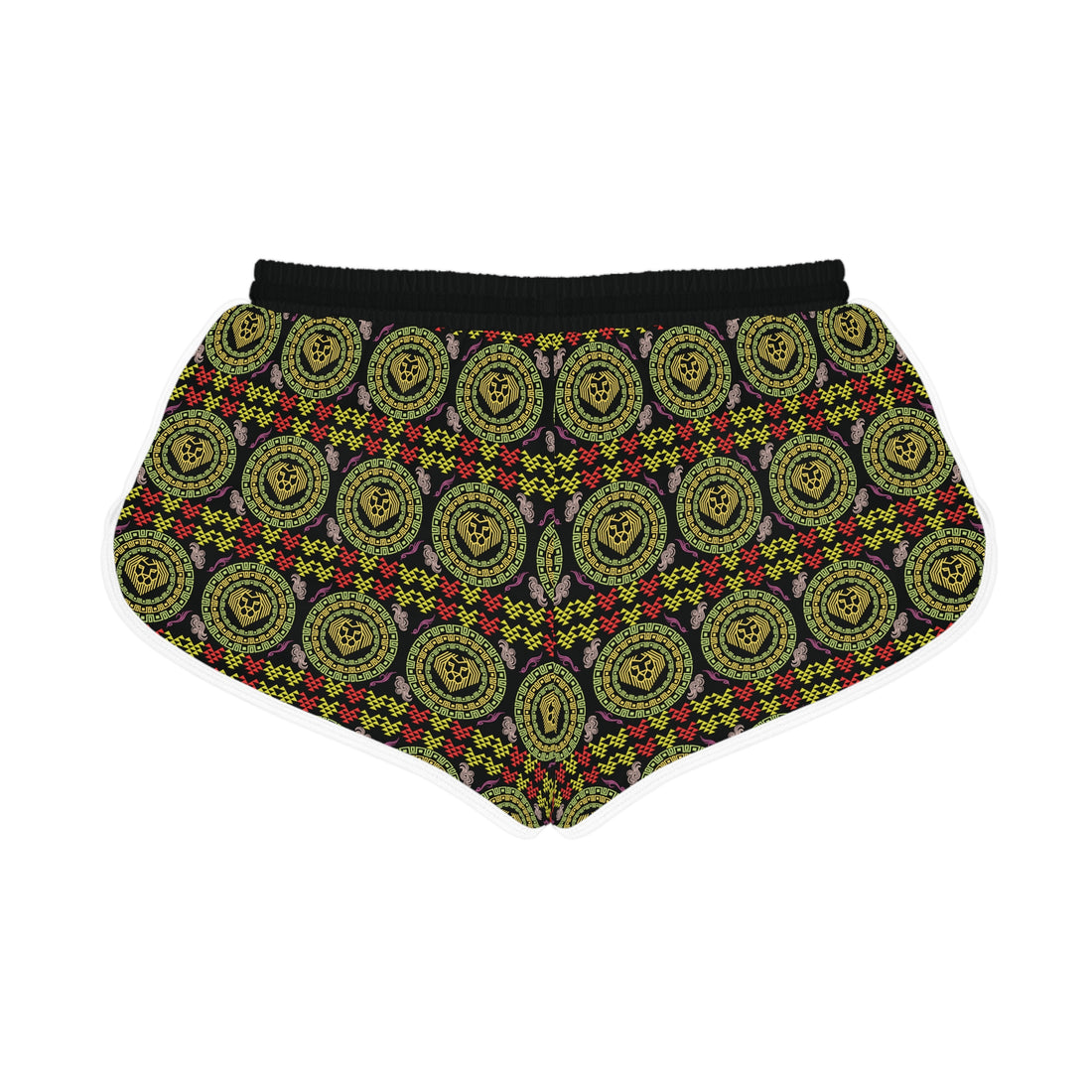 Black Geo Lion Head Relaxed Gym Shorts