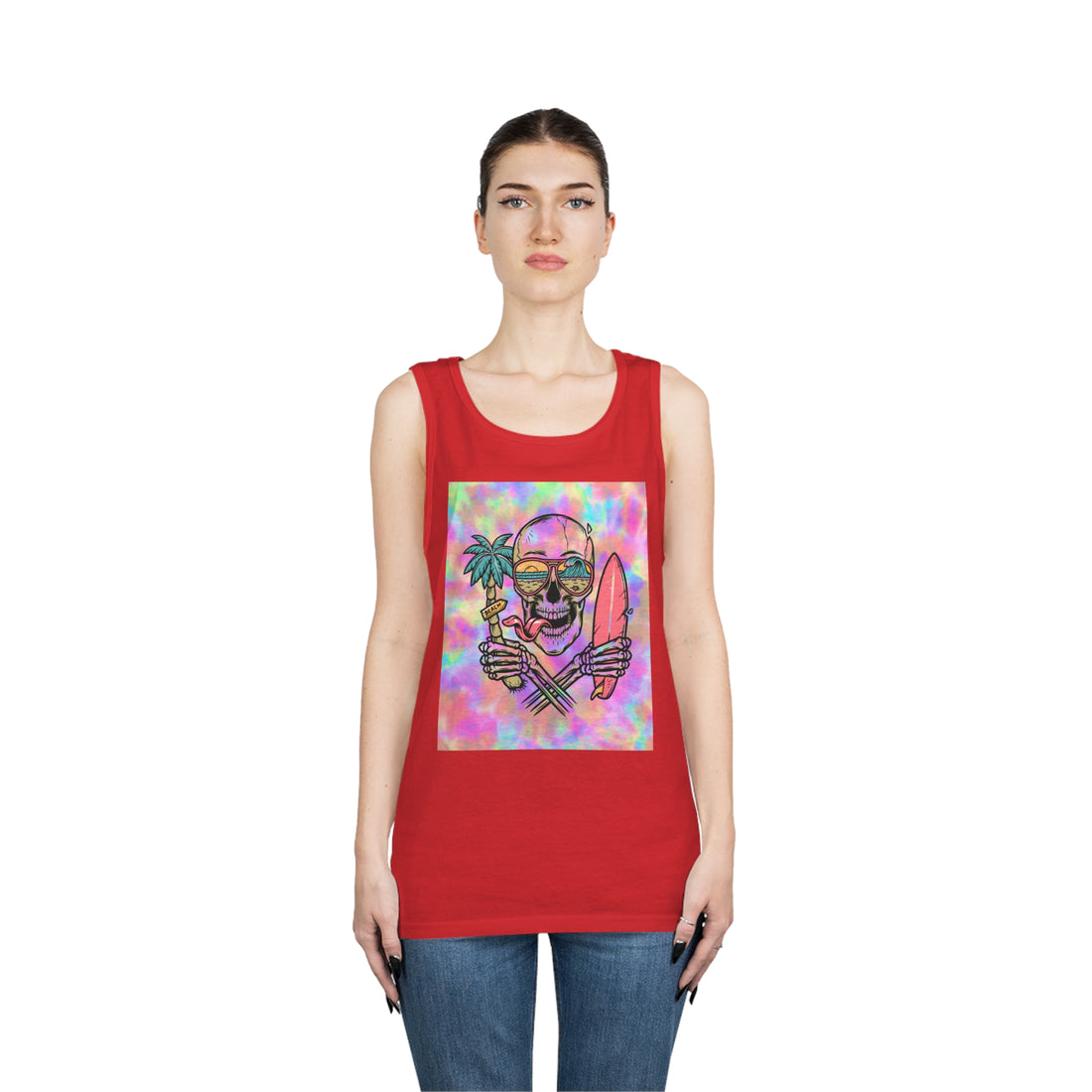 Tye Dye Skull Print Unisex Tank Top