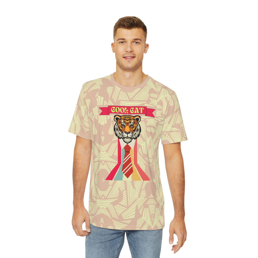 Nude Cool Cat Men's Polyester Tee (AOP)