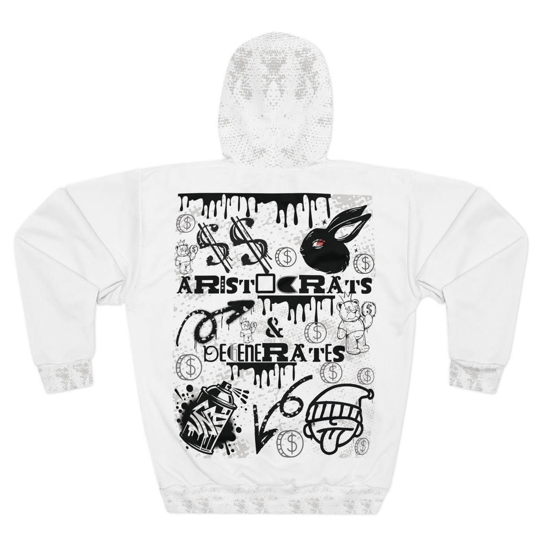 White Graphic Polar Placement Pullover Hoodie